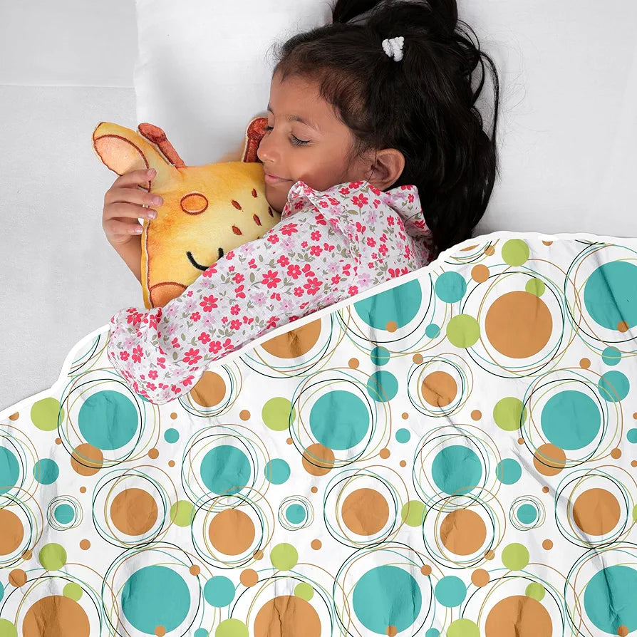 Divine Casa 120 GSM Polka Dots White Blanket for New Born Baby|Baby Dohar 0-4 Years Cotton - 135 x 100 CM