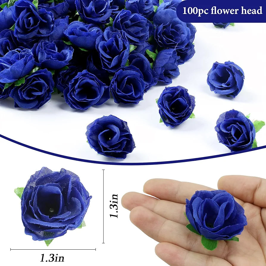SITUMEIZI 100 Pcs Artificial Roses Fake Silk Flower Mini Rose Head 1.5