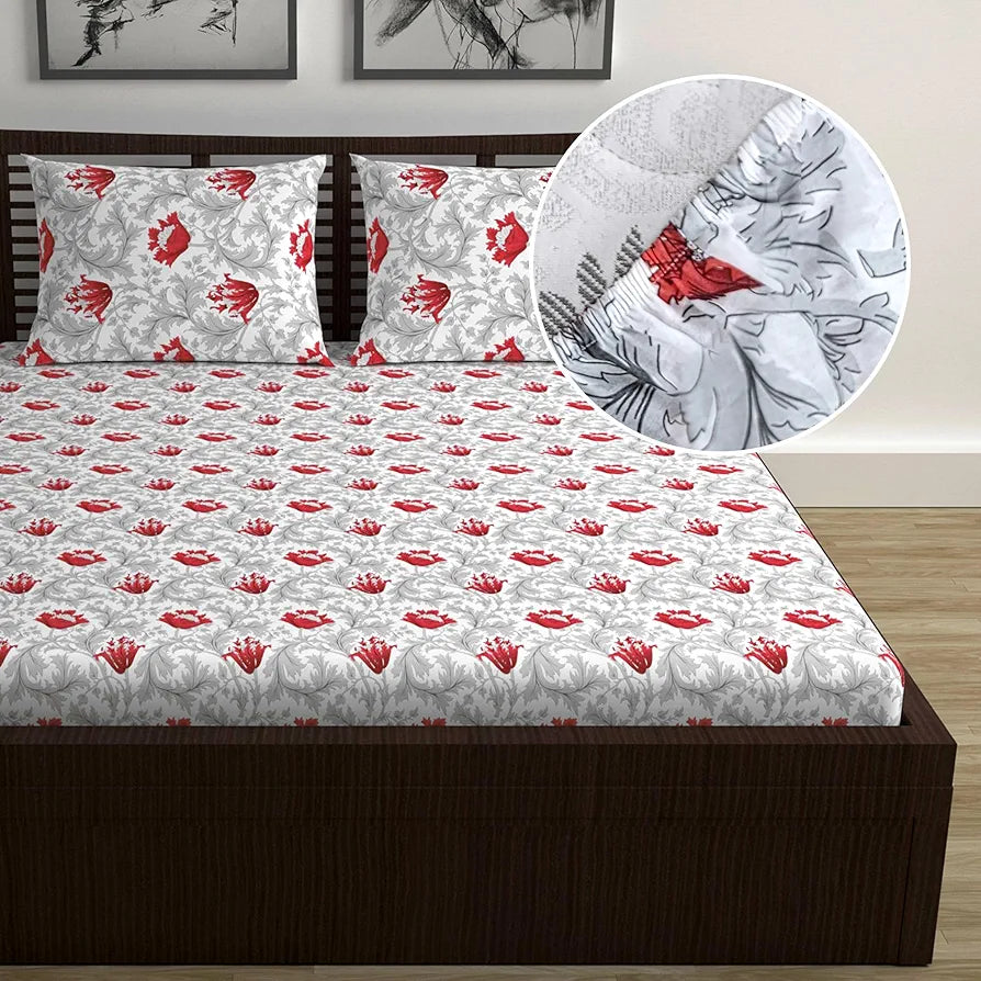 Divine Casa 144TC 100% Cotton Fitted Bedsheets Queen Size 78