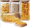 Femora Kitchen Storage Jars Borosilicate Glass Jar With Wooden Lid Air Tight Jar | 700 Ml | Pack of 4