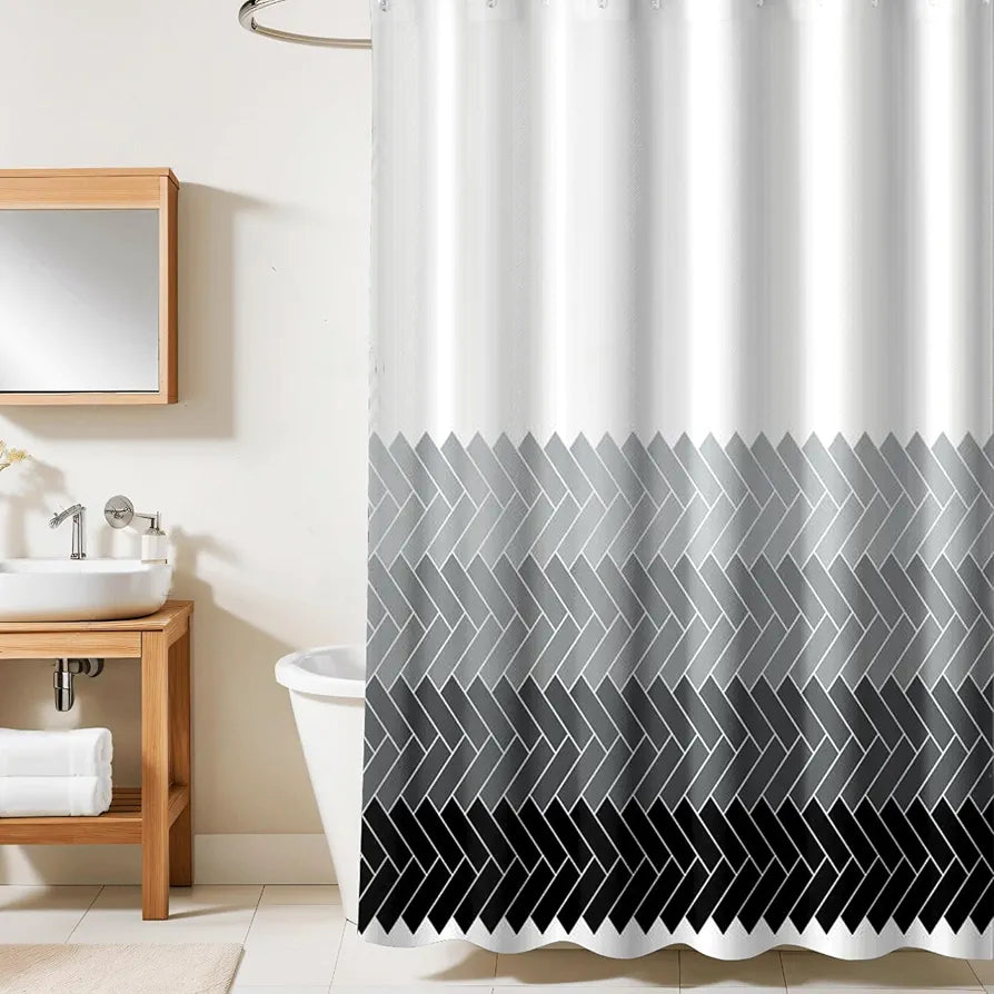 HOMETHREADS Embrace Luxury with Our 6-Feet Long Premium Polyester Shower Curtain with 12 Hooks for a Lavish Bathroom 