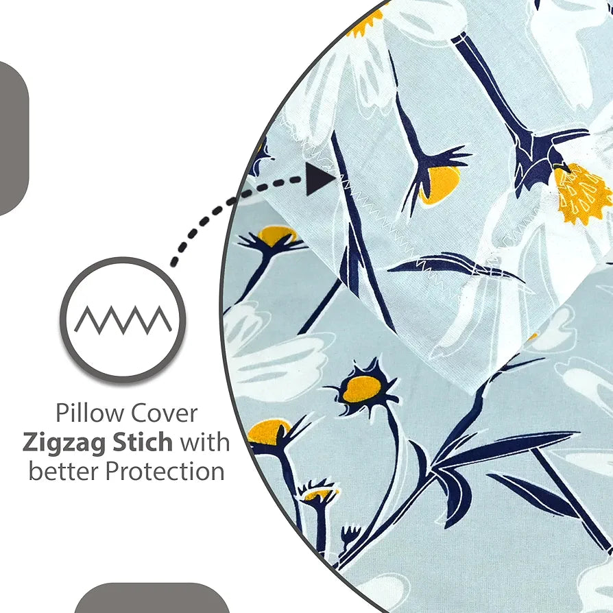 Divine Casa 100% Cotton Bedsheet for Single Bed, 144 TC Bedsheet Single Size Bed Cotton with 1 Pillow Cover 