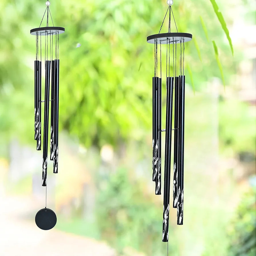 Hindcraft Wind Chimes for Home Décor – Hanging Bells for Balcony, Living Room, Bedroom, and Hall | Positive Energy Room Decoration Items, Home Décor Gifts for Women, and Housewarming Gifts, Black