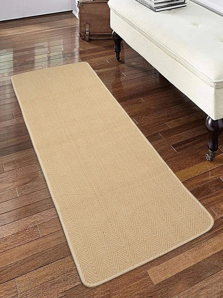 Saral Home Zig-Zag Soft Jute Cotton Durable & Washable Multipurpose Bedside Runner for Home/Kitchen/Living Area/Lobby/Office Entrance with Anti Skid Backing 