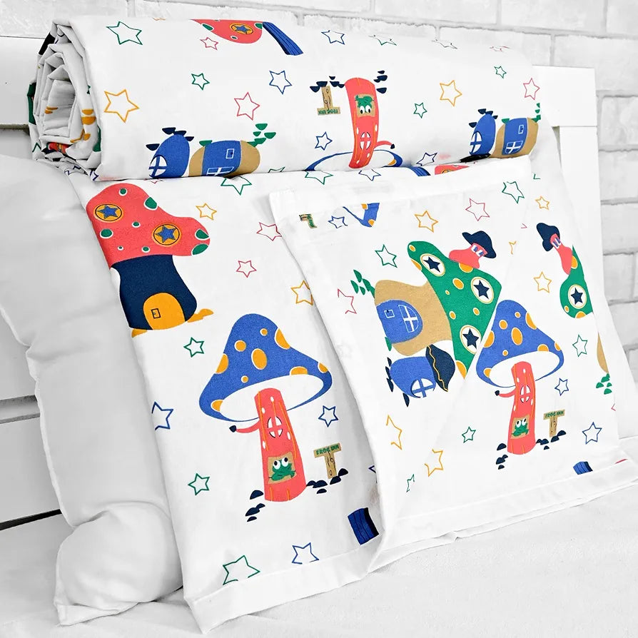 Divine Casa Pure Cotton Printed Single Dohar | 120 GSM | Soft & Lightweight Throw Blanket | Cozy & Breathable Bedding | All-Season Comfort | 210 x 140 CM, Rosin White