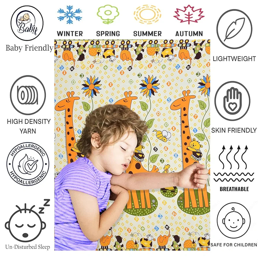 FRESH FROM LOOM Glace Cotton Wrinkle Free Soft Hypoallergenic Bed Sheet | Cartoon Printed | Double Bed King Size Kids Bedsheet , Yellow,144 TC