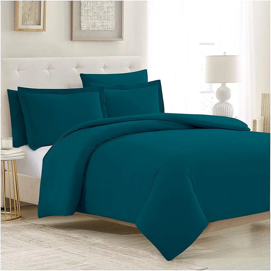 Trance Home Linen Zippered 100% Cotton 400 TC Plain King Size Duvet Cover Quilt Cover Blanket Cover Razai Comforter Cover with 2 Pillow Covers 