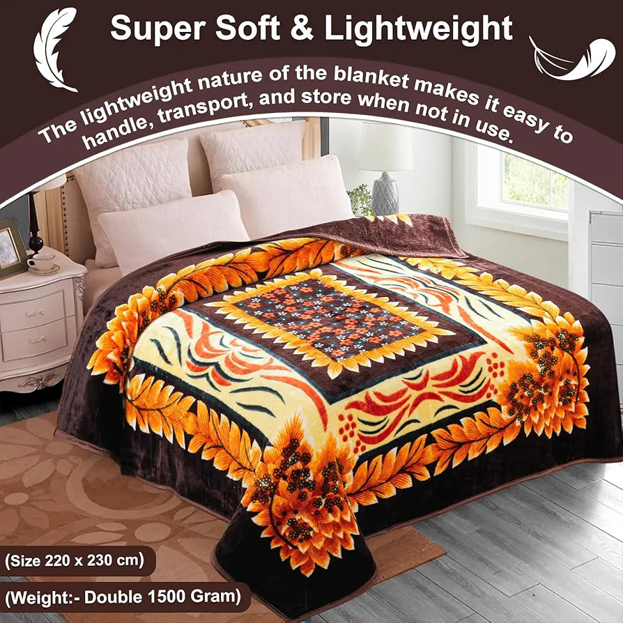 Premium Super Soft Cloudy Printed Mink Double Bed Blanket for All Season, Ultrasoft & Cozy Single Ply Blanket | |220 x 230 Cm 