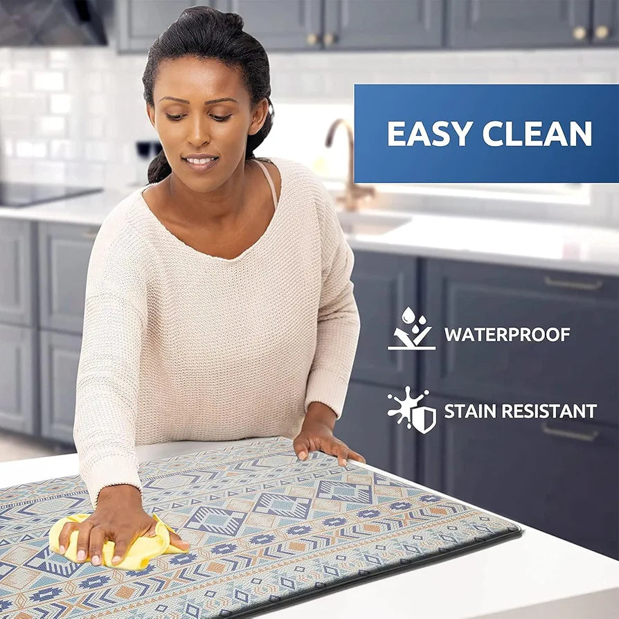 Luxe Home Columbo Anti-Fatigue Kitchen Mat - 45x75 cm Non-Slip Cushioned Comfort Mat - Southwestern Geometric Pattern Standing Desk Mat - Waterproof and Easy to Clean for Home and Office