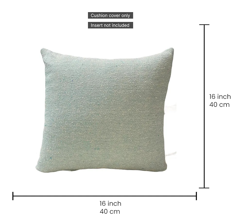 SAJAVAT HOME Cotton Cushion Cover 16X16 Inches  – Soft Decorative Cushion Cover for Sofa, Bed, or Chair –Beige & Sky Blue, Pack of 1