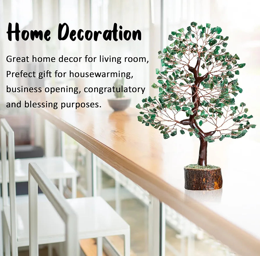 BEZAVO Green Aventurine Crystal Tree | Feng Shui Good Luck & Healing Tree for Home & Office | Positive Energy Tree for Living Room & Hall | Unique Gift for Men & Women – Birthday & Anniversary