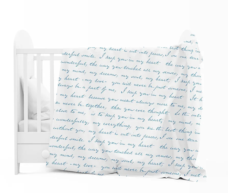 Divine Casa 120 GSM Microfiber Single Kids Dohar  | Soft & Lightweight Throw Blanket | Cozy & Breathable | All-Season Comfort | 140 x 100 CM | Typography Pattern | Blue Depth