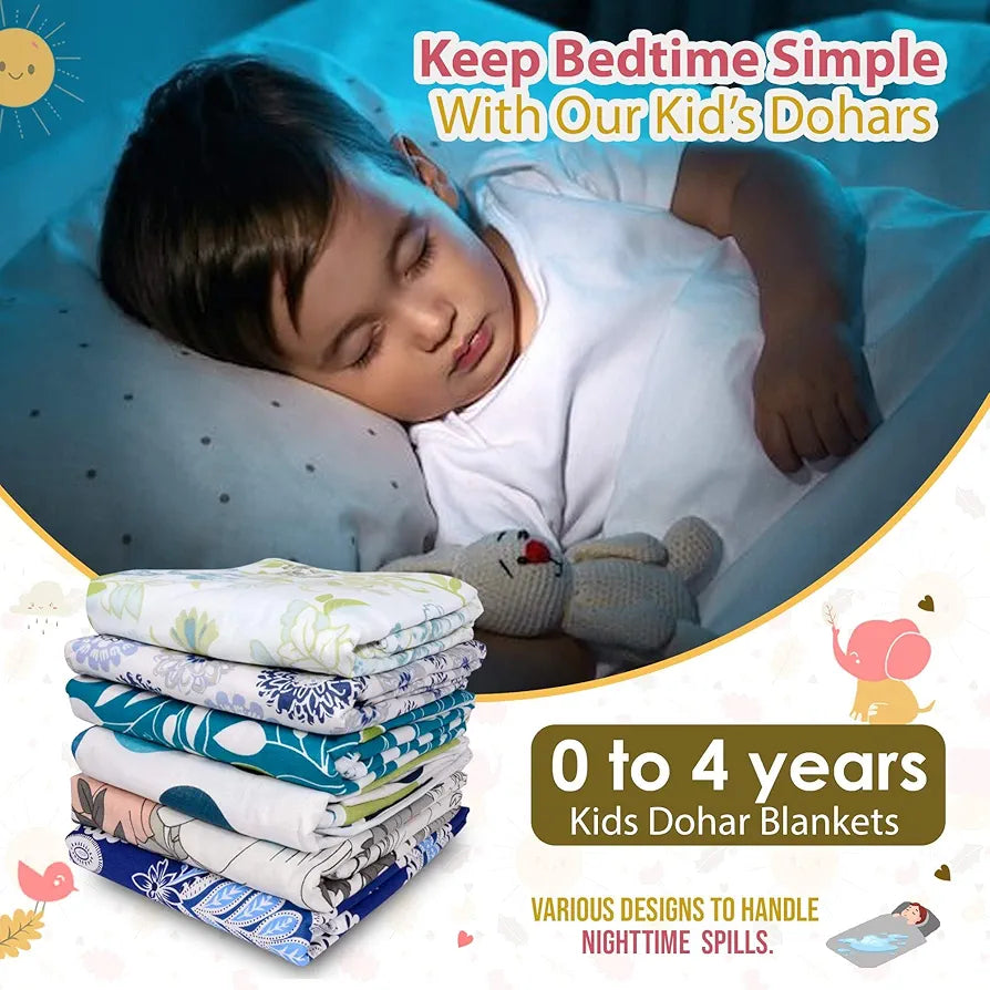 Divine Casa Pure Cotton Printed Single Dohar for Newborn Baby | 120 GSM | Soft & Lightweight Throw Blanket | Cozy & Breathable Bedding | All-Season Comfort | 0-4 Years | 135 x 100 CM, Marlin White