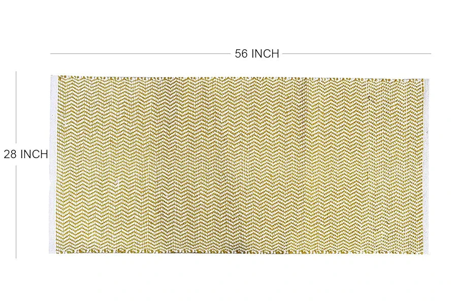 THE HOME TALK Weaved Cotton Carpets | Contemporary Decorators | Area Rugs for Bedroom, Center Table, Living Room, Drawing Room, Hall | Machine Washable | 70 X 140 CM | Yellow