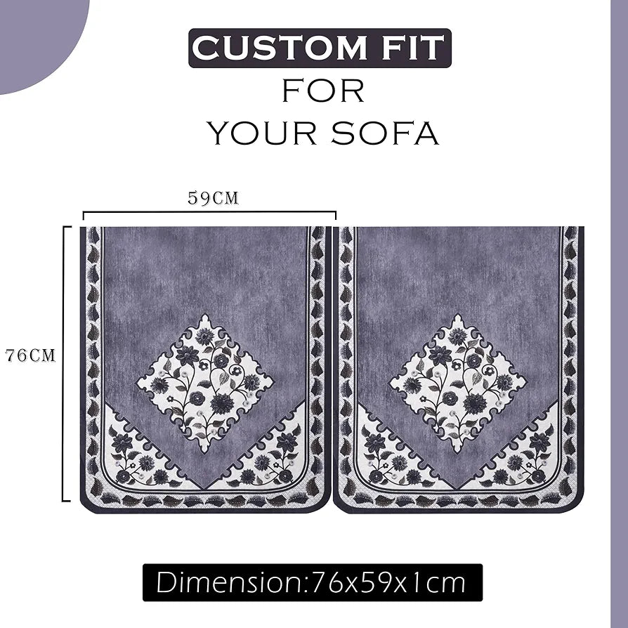 Kuber Industries Net Single Seater Sofa Cover - Couch Slip Cover Set for Home and Living Room - Flower Digital Triangle Border Print-753 - Grey