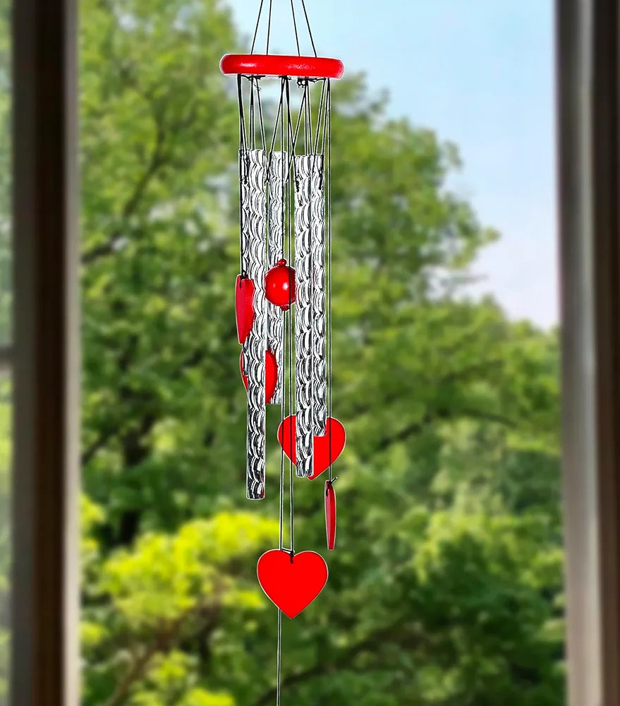 Hindcraft Heart Shape Wind Chime with Silver Pipes – Wind Chimes for Balcony, Soothing Sound for a Peaceful Atmosphere, Ideal for Housewarming, Birthdays, and Special Occasions