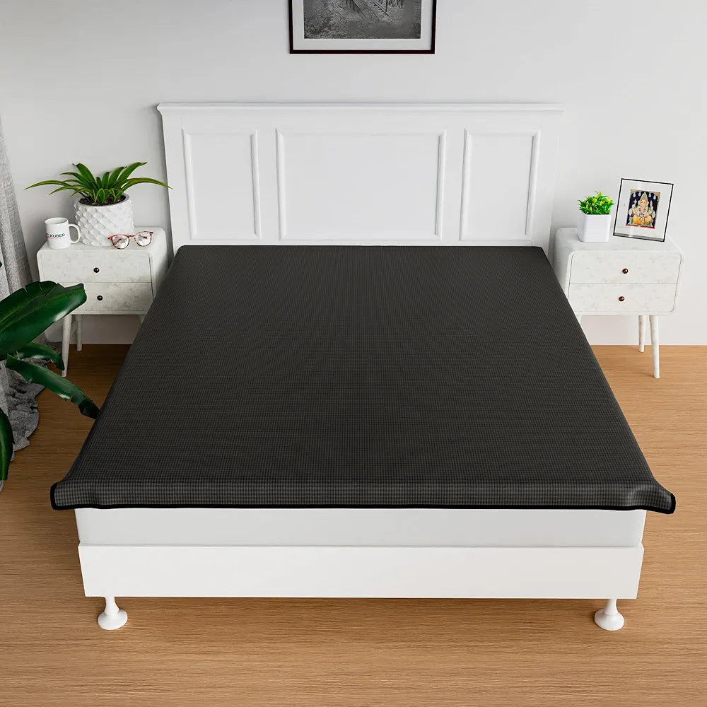 Kuber Industries PVC Mattress Protector 72x78 Inch Baby Bedsheet | Waterproof Double Bedsheet/Mattress Topper | Mini Check | Grey