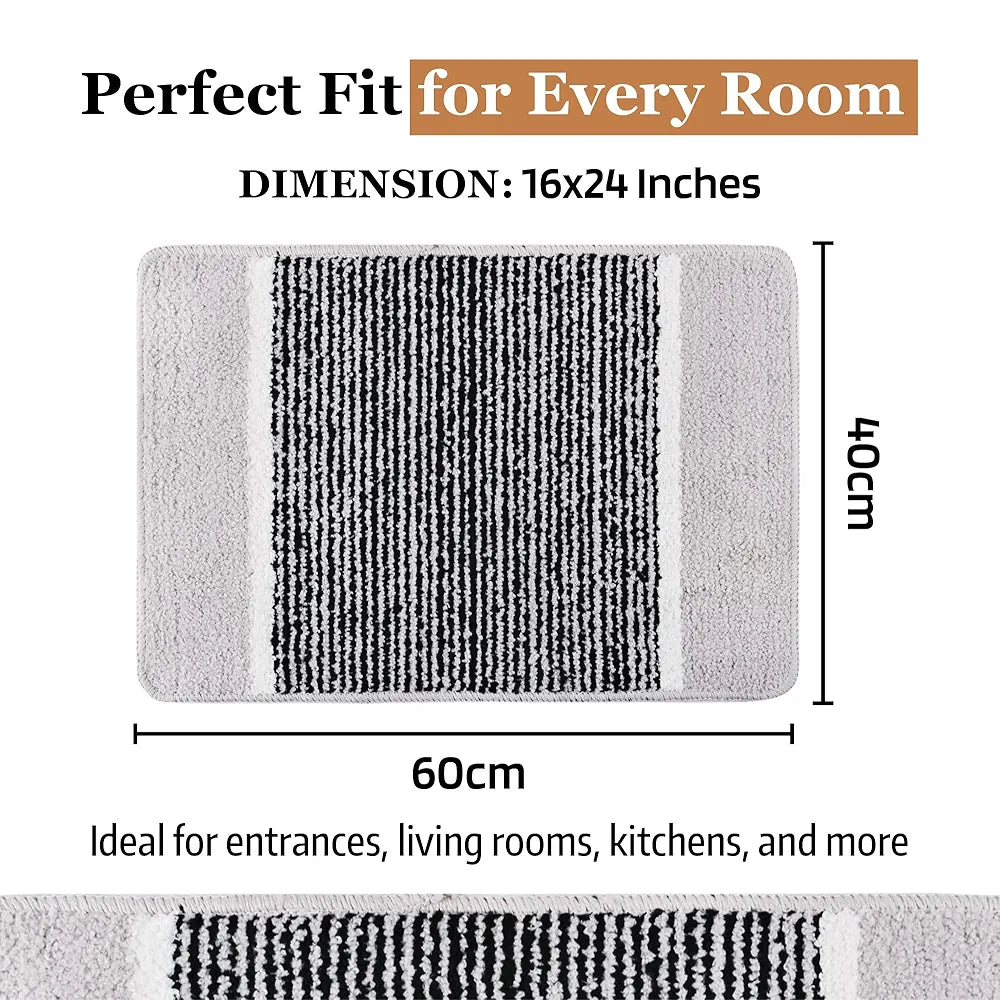 Kuber Industries 16x24 Inch Anti-Skid Water-Absorbent Door Mats for Home | Durable Main Entrance Footmats for Bathroom, Living Room & Office | Micro Diamond Lining - Light Grey