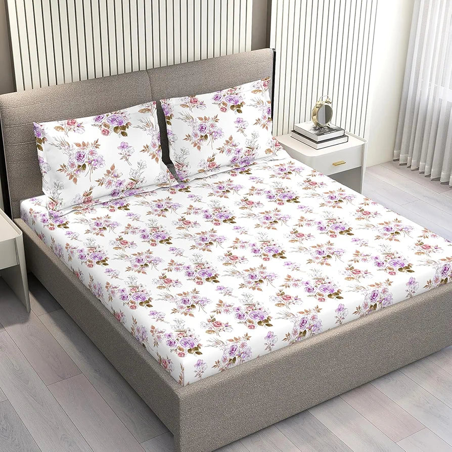 Layers Marigold 100% Cotton Bedsheet Set for All Seasons - Lightweight, Moisture Absorbent, Machine Washable & Easy to Care - Gift for Housewarming & More - 144 TC - King Size 