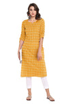 Janasya Women's Pure Cotton Straight Kurta Yellow