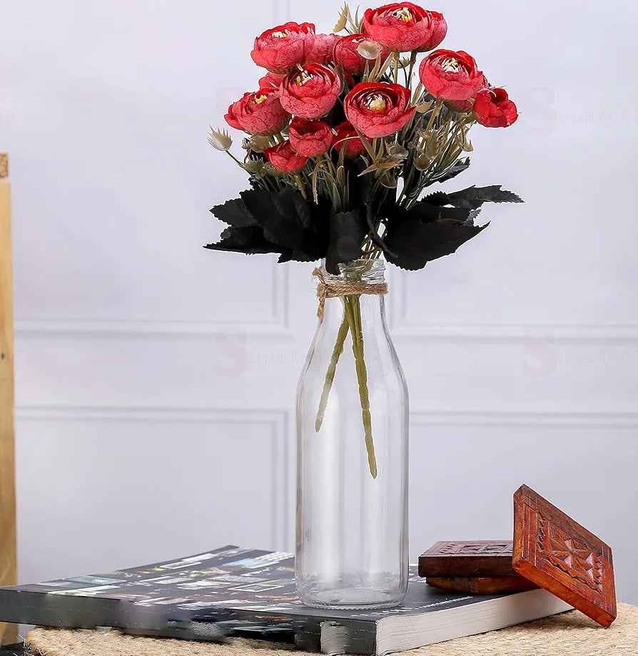 SATYAM KRAFT 2 Pcs Artificial Rose Flower Sticks | Decorative Items for Home Decor, Room, Living Room, Table Centerpiece, Balcony, Office | Perfect for Wedding, Birthday, Enagagement 