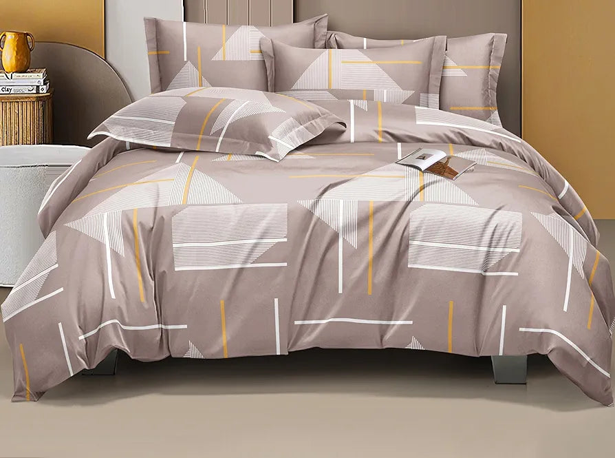 THE HOME STYLE Cotton Elastic Fitted All Around Printed King Size Double Bed Bedsheet wih 2 Pillow Cover 