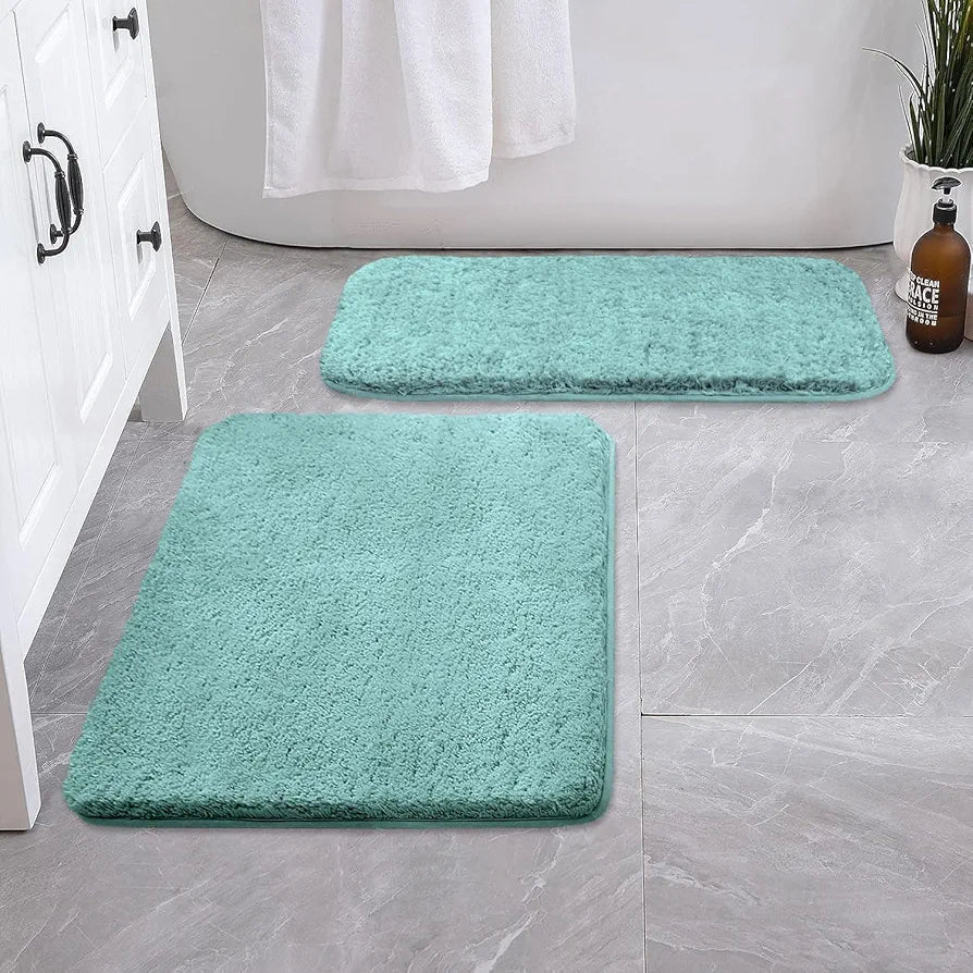 LUXE HOME INTERNATIONAL Bath Mat Super Soft Ultra Absorbent Rectangular Mat Microfibre 3200 GSM Door Mat For HOME/Kitchen/Bathroom/Bedroom/Kid'S Room Floor Mat  Pack Of 2, Blue