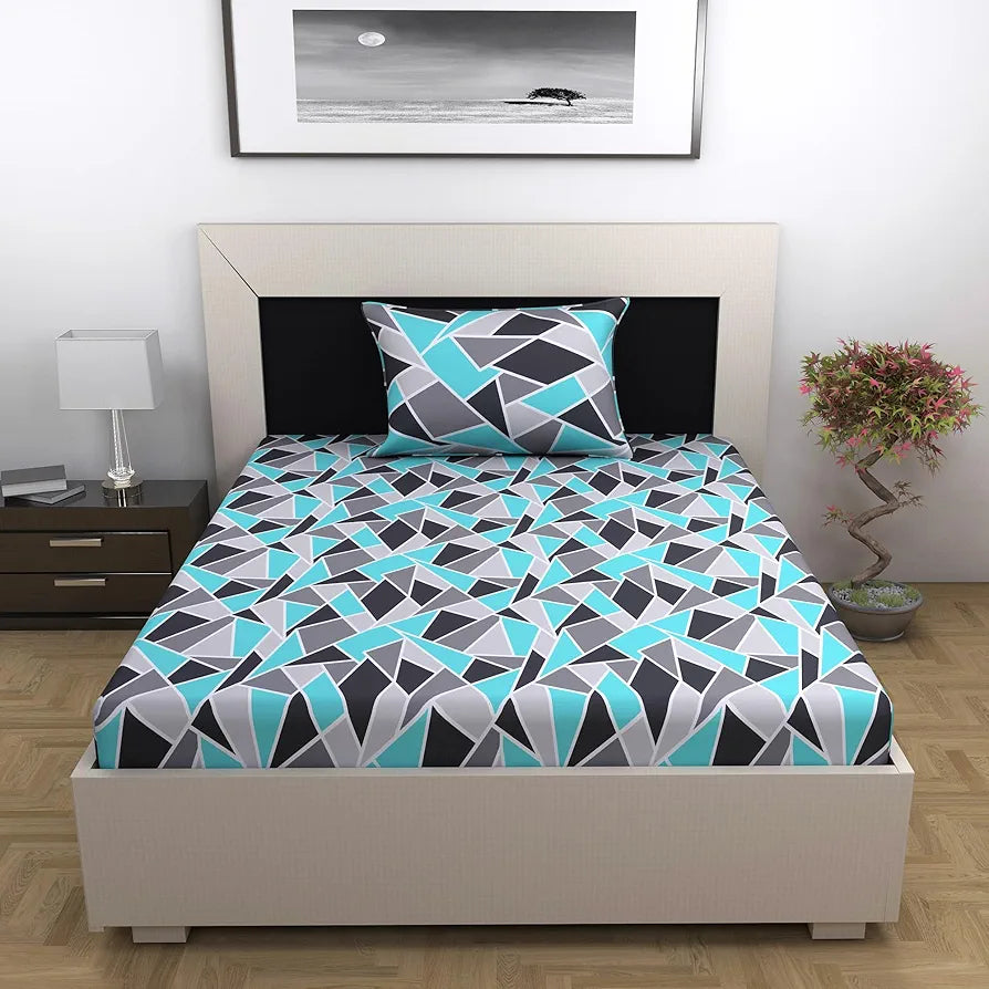 Divine Casa 144 TC 100% Cotton Bedsheet for Single Bed with 1 Pillow Cover 