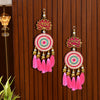 CraftVatika Shubh Labh Hanging Latkan Set Wall Door Hanging with Lotus Design Embroidered Round Motif & Tassels