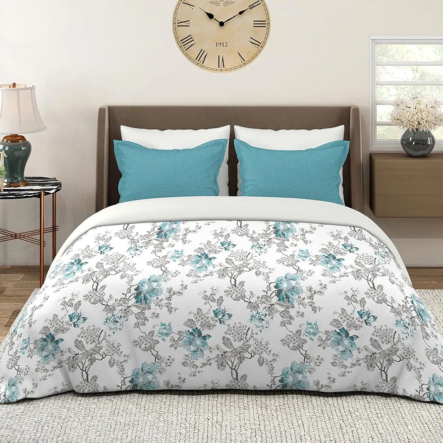 Layers Illuminating Homes 100% Cotton Bedsheet Set for All Seasons - Lightweight, Moisture Absorbent, Machine Washable & Easy to Care - 144 TC - Queen Size 