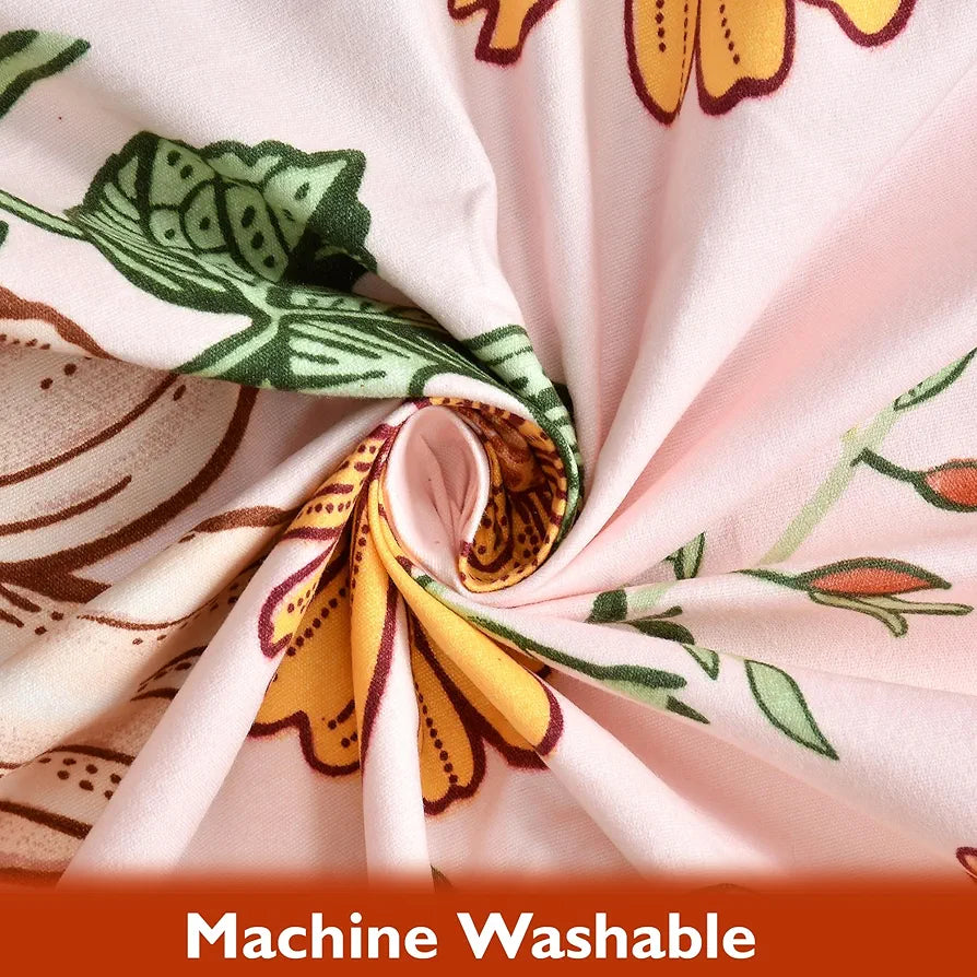 Fresh From Loom Floral Print Microfiber Single Bed Bedsheet Set - Anti Fade, 240 TC, 1 Pillow Covers Included 