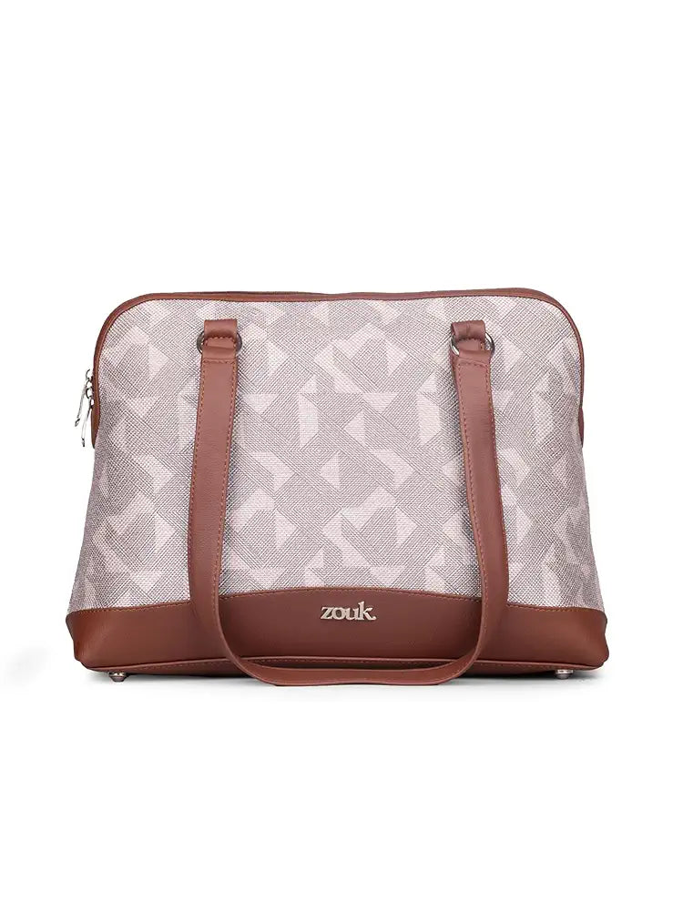 ZOUK Carry All Work Bag | Jute | Vegan Leather Handcrafted Women's Shoulder Bag with Double Handles