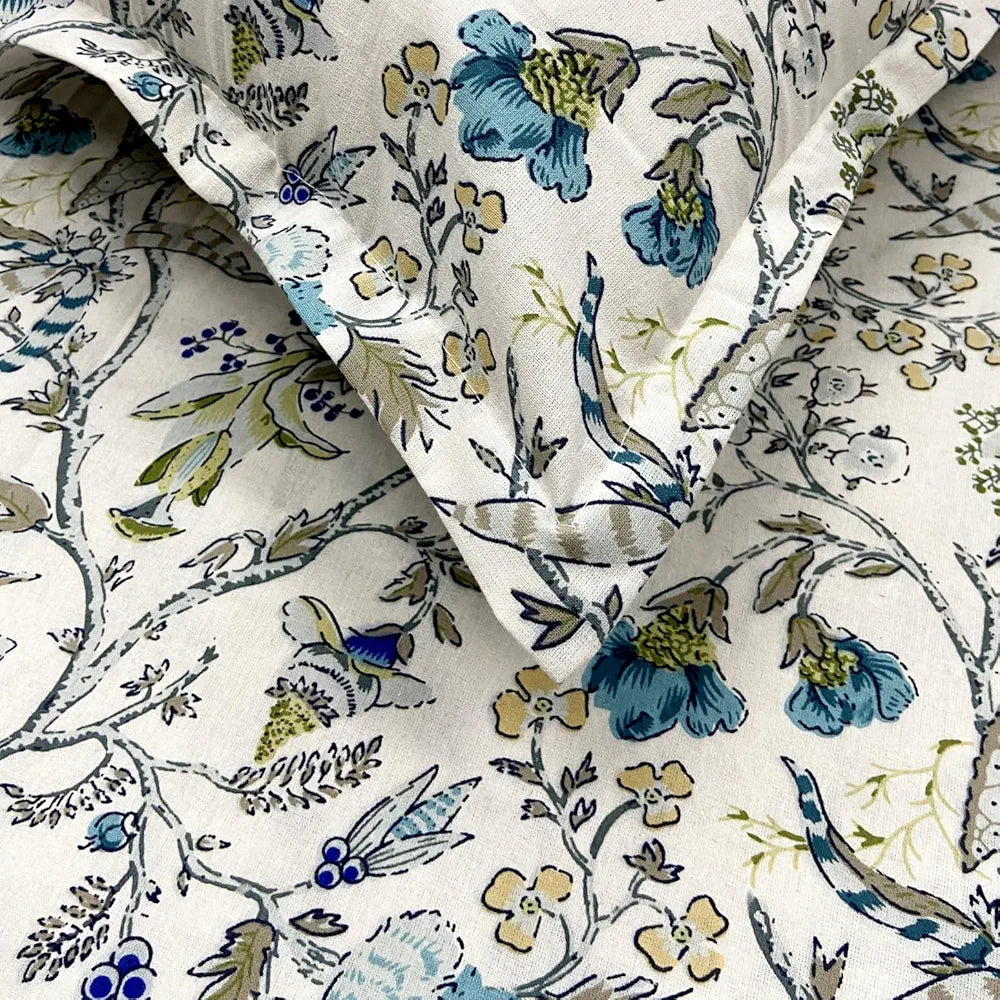 SAJAVAT HOME 100% Pure Cotton King Size 500 TC Floral Bedsheet Set with 2 Pillow Covers|Soft, Breathable & Skin-Friendly|Sky Blue & Anokhi Print|Luxury Bedding, 96x104 Inches 