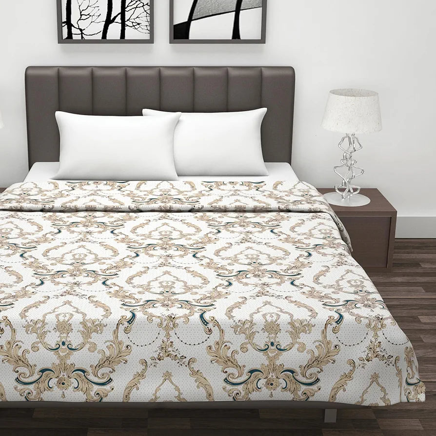 Divine Casa Glace Cotton 120 GSM Reversible Lightweight Printed Double Bed AC Dohar Blanket Quilt - | TC - 120
