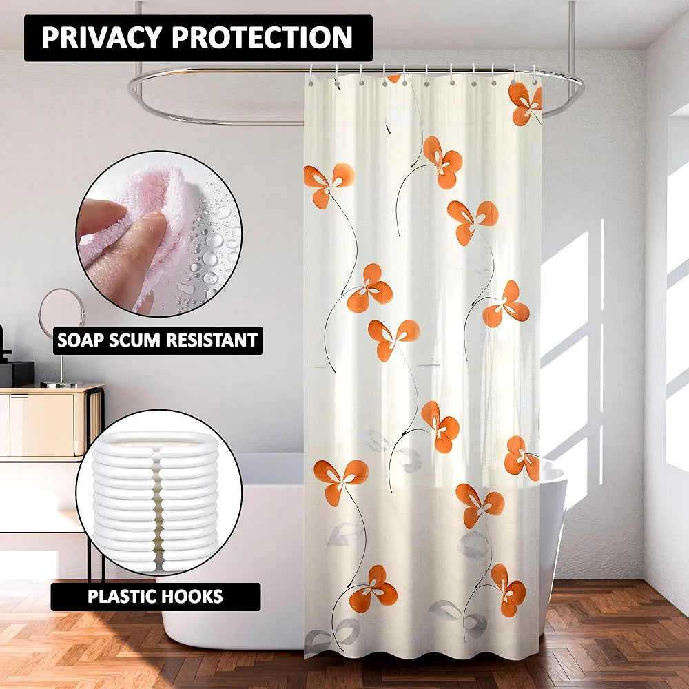 Kuber Industries Shower Curtain | 7 Feet | Bathroom Shower Curtain | AC Curtains | PVC Waterproof Window Curtain | Curtains for Bathtub | 8 Rings Curtain | Painting | Cream