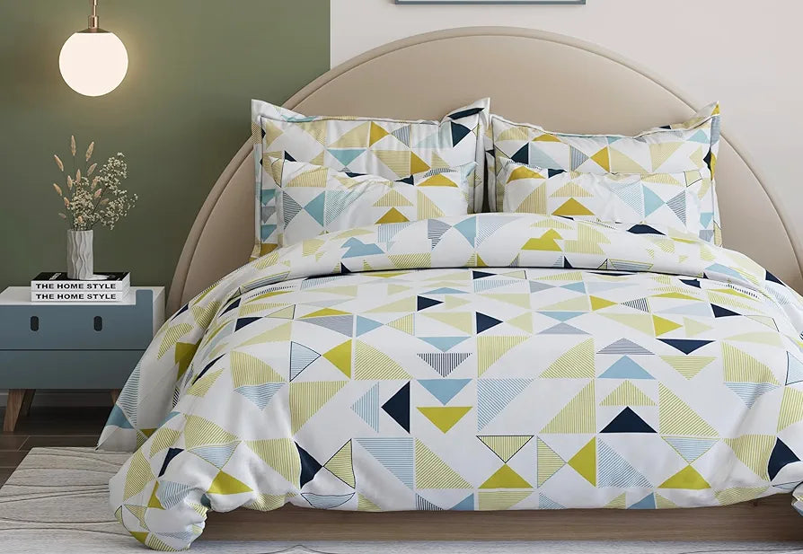 THE HOME STYLE Cotton Feel Glace Cotton Elastic Fitted Printed Double Bed King Size Bedsheet with 2 Pillow Cover 