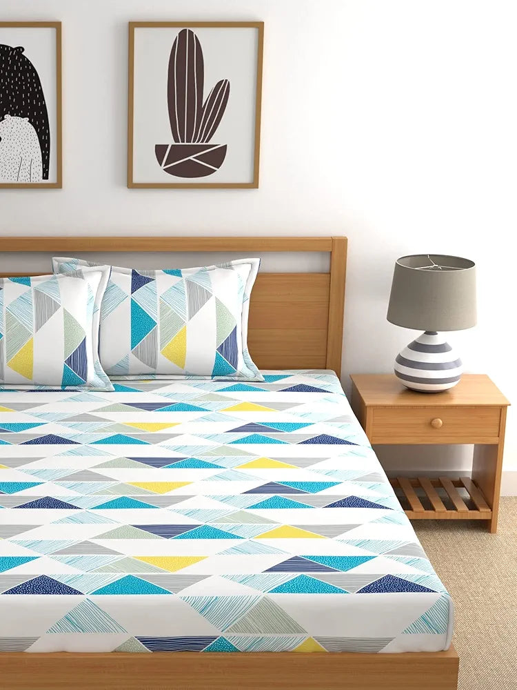 Dreamscape 100% Cotton Double Bedsheet with 2 Pillow Covers - 