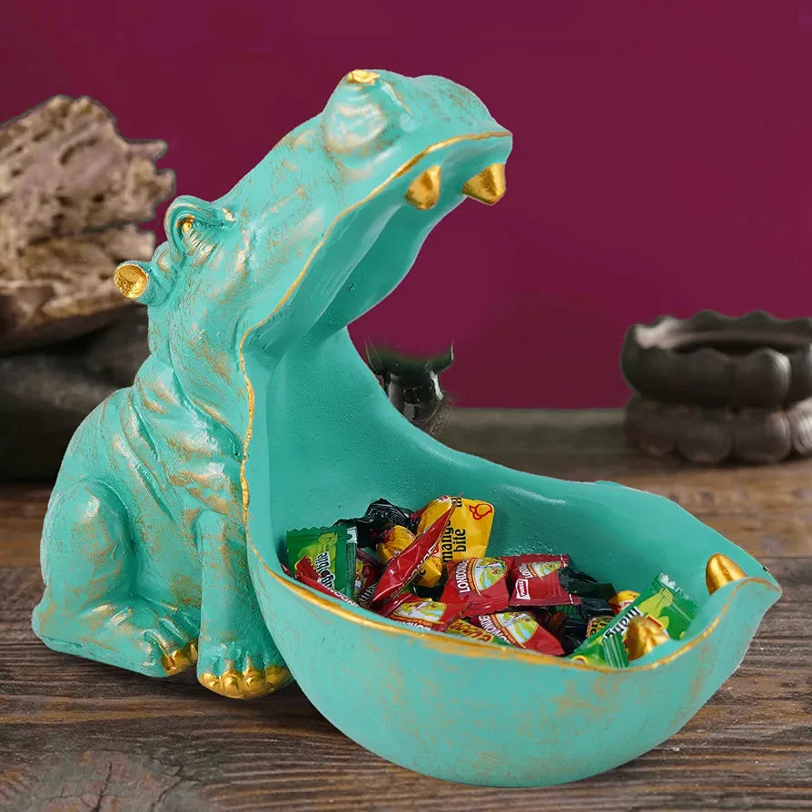 ZART Angry Hippopotamus Mouth Open Face Sculpture Polyresin Showpiece for Home Decor or Best for Put Any Type Products E.g Key,Mobile Phone, Wallets, Optical, Earphone, Watches etc .