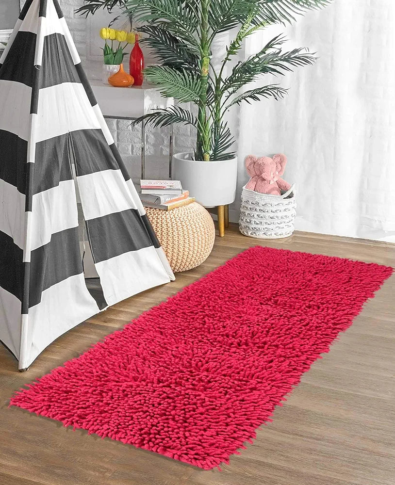 Saral Home Shaggy Soft Cotton Durable & Washable Multipurpose Runner for Home/Kitchen/Living Area/Lobby/Office with Anti Skid Backing 