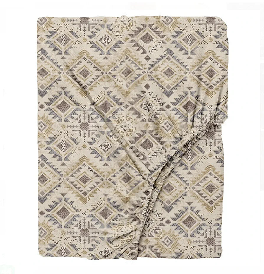 Trance Home Linen 100% Cotton 180 TC Bedsheet | Queen Size Printed Fitted Bedspread with 2 Pillow Covers 