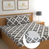 Dreamlet All Around Elastic Supersoft 210tc Premium Cotton Elastic Fitted Bedsheets With 2 King Size Pillow Covers | Grey and White
