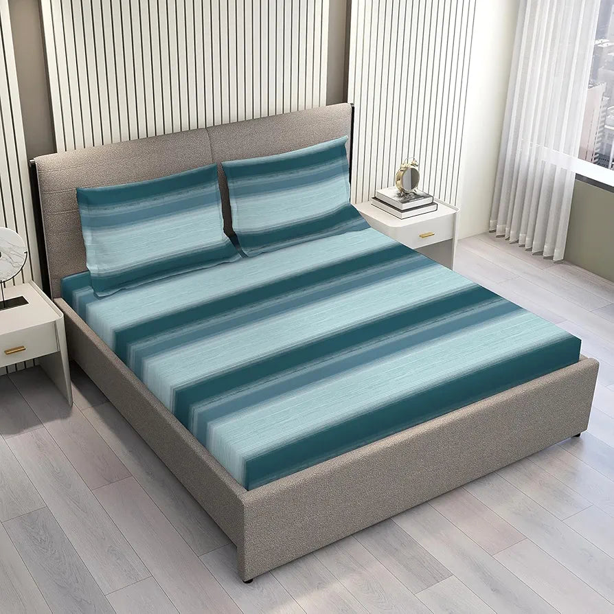 Layers Duracount Bedsheet Set for All Seasons - Lightweight, Moisture Absorbent, Machine Washable & Easy to Care - Gift for Housewarming & More - 225 CVC - King Size 