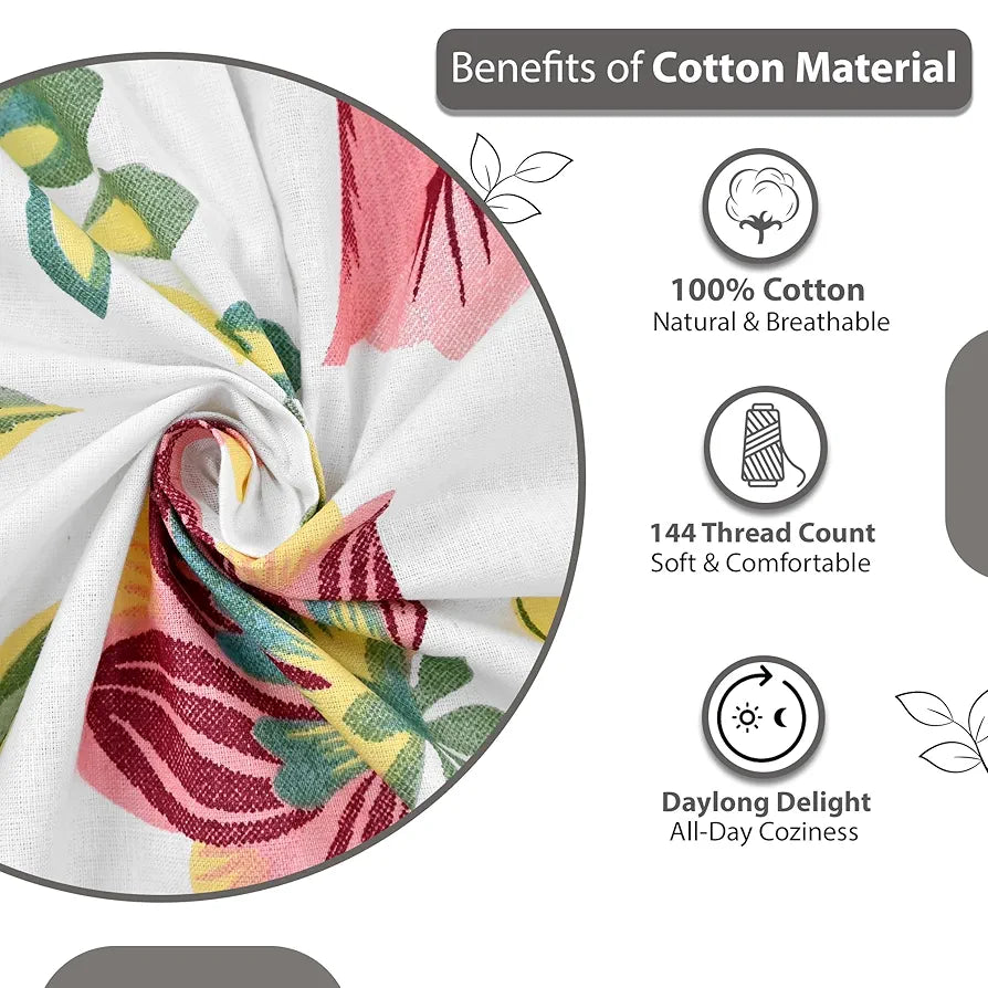Divine Casa 144 TC 100% Cotton Bedsheet for Double Bed with Pillow Covers - 254 x 222 CM
