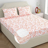 Dreamscape Cotton King Fitted Bedsheet with 2 Pillow Covers Salmon Rose