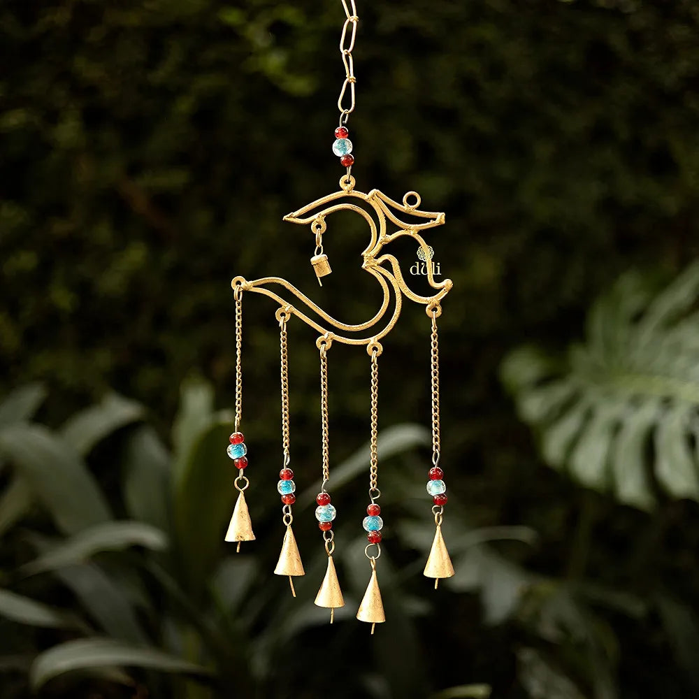 DULI Metal Windchime Wall Hanging, Feng Shui, Wall Art, Wall Decor, PositiveVibes, Rustic Wall Hangings, Wall Art, Diwali Decor, Home Decor Hanging Bells 