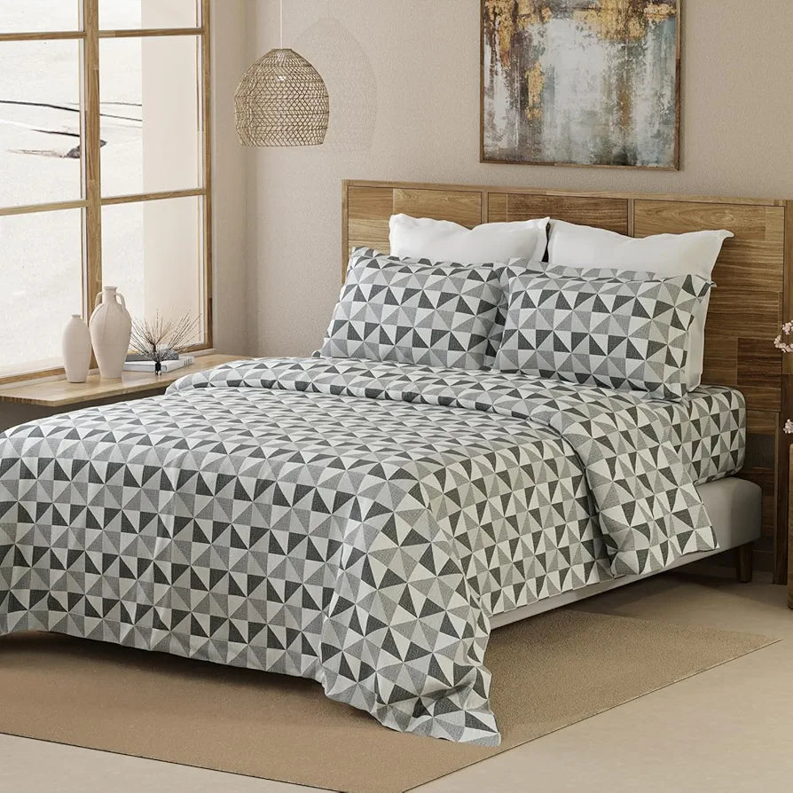 Emaline 100% Cotton King Bedsheet Set  | 1 King Cotton Bedsheet & 2 Pillow Covers | Breathable & Anti-Wrinkle | 144 TC | 