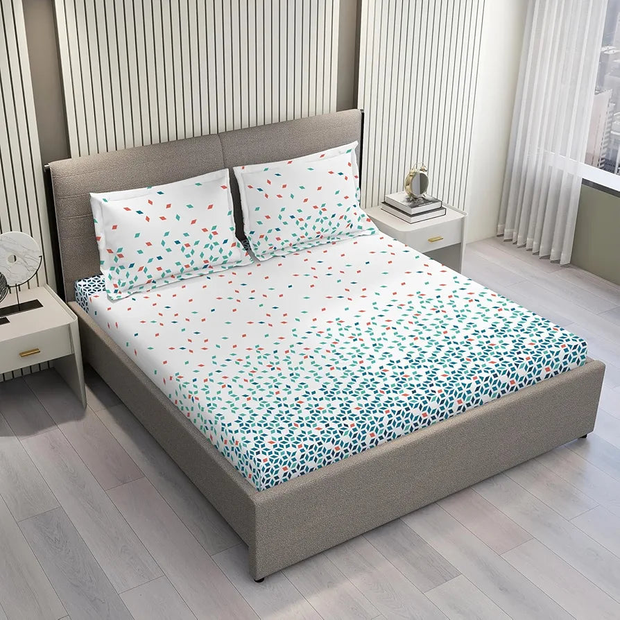 Layers Argos Bedsheet Set for All Seasons - Lightweight, Moisture Absorbent, Machine Washable & Easy to Care - Gift for Housewarming & More - 225 CVC - King Size 