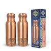 Indian Art Villa Copper Bottle With Uper Lacquer & Bottom Hammered Design (Pack of 2)