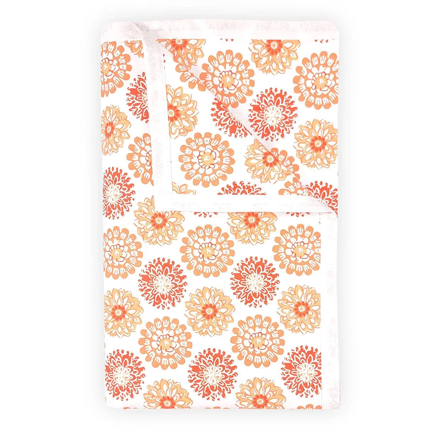 Divine Casa Floret 100% Cotton Single Dohar | 120 GSM | Soft & Lightweight Throw Blanket | Cozy & Breathable Bedding | All-Season Comfort | 210 x 140 CM, Red Orange