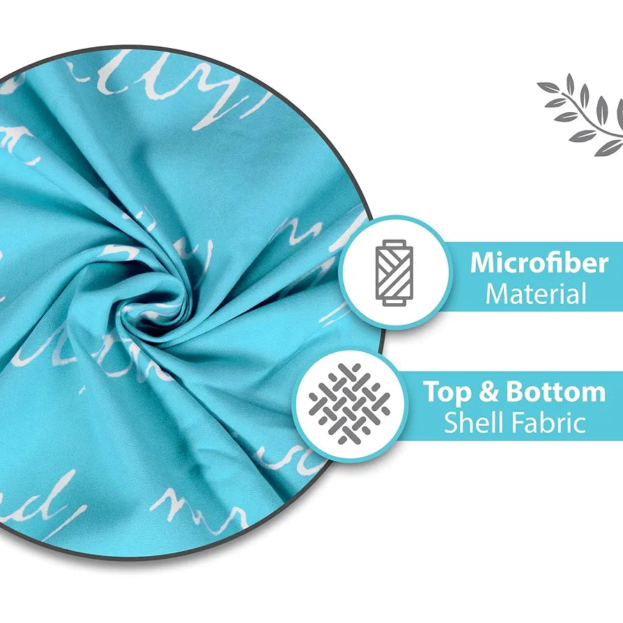 Divine Casa 120 GSM Microfiber Single Dohar | Soft & Lightweight Throw Blanket | Cozy & Breathable | All-Season Comfort | 210 x 140 CM | Typographic Pattern | Sky Blue & White